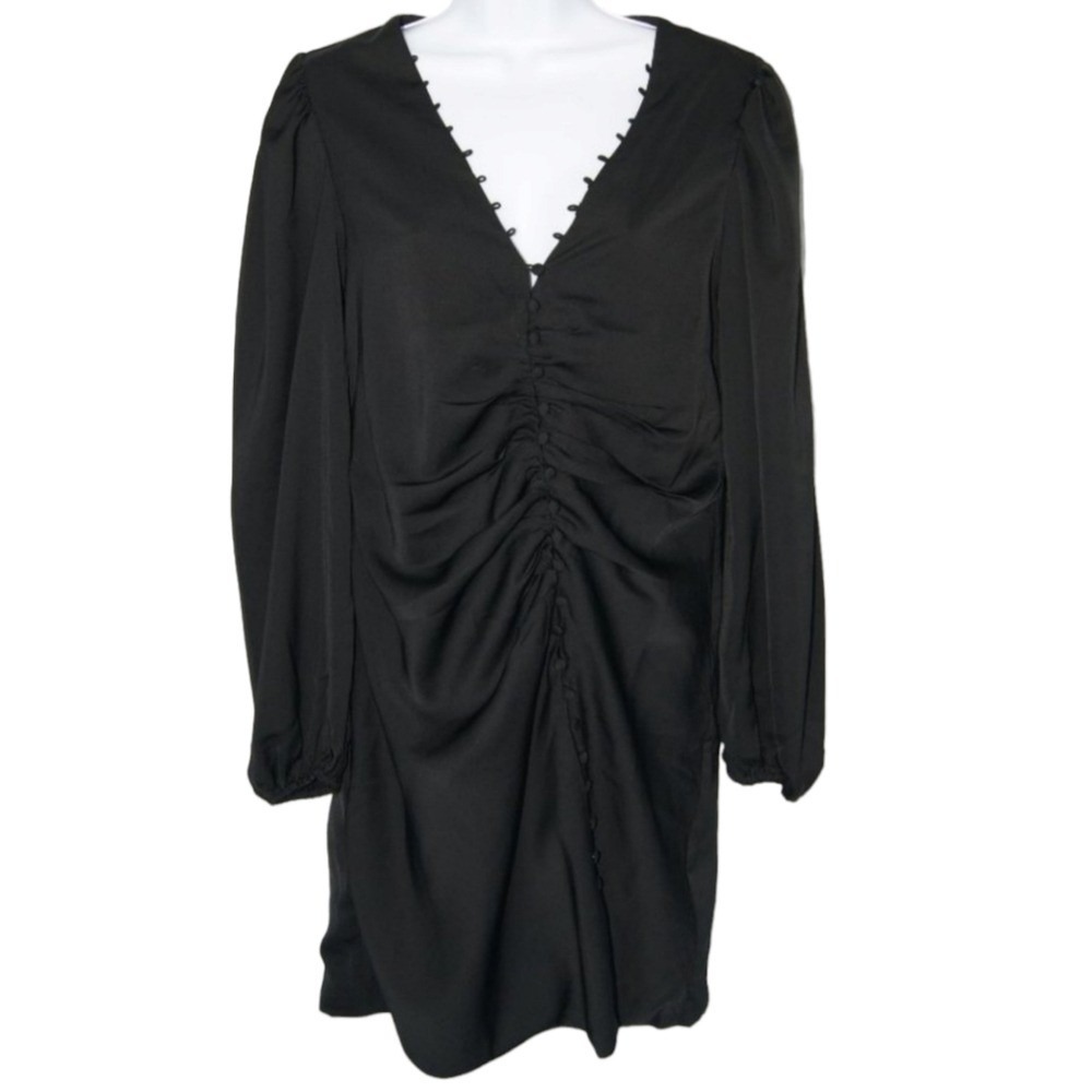 Crescent Goth Witch Medium Black‎ Button Up Long Sleeve Loose Fit Dress
